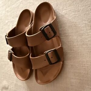 Arizona vegan Birkenstock bronze sandals